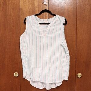 St. John’s Bay Striped Sleeveless V-Neck Top | Plus Size XXL